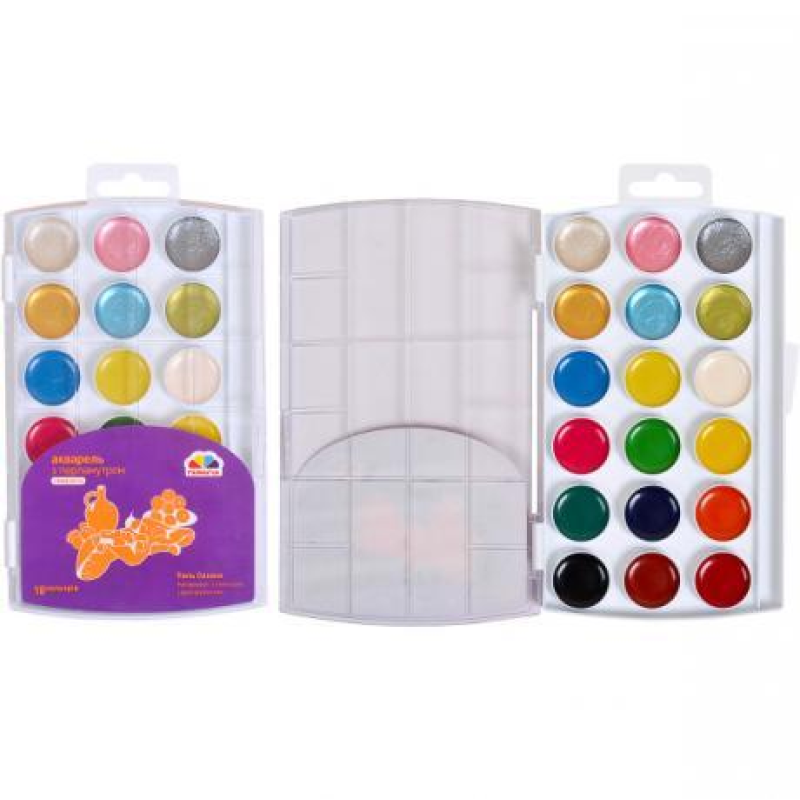 Акварель 18кол (12+6 перламутр) “Творчість“ пластик “Гамма“ 19,5*11,5 см KNZ Акварель 18кол (12+6 перламутр) “Творчість“ пластик “Гамма“ 19,5*11,5 см KNZ