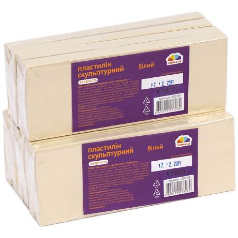 Пластилін скульптурний 800г “Творчість“ білий “Гамма“ KNZ