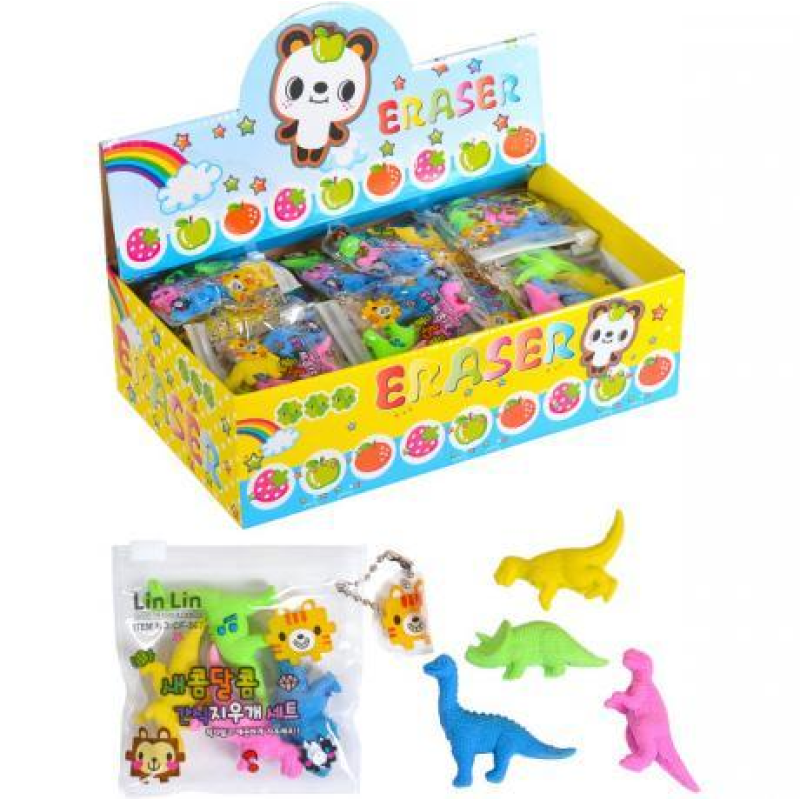 Набір кольорових резинок 4шт C0011 Динозавр Kong KNZ Набір кольорових резинок 4шт C0011 Динозавр Kong KNZ