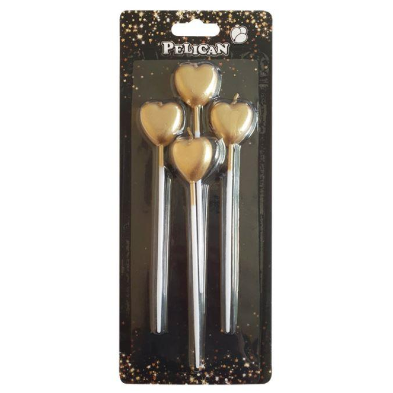 Набір свічок “Серце на паличці“, золото 4шт / уп 868601 KNZ