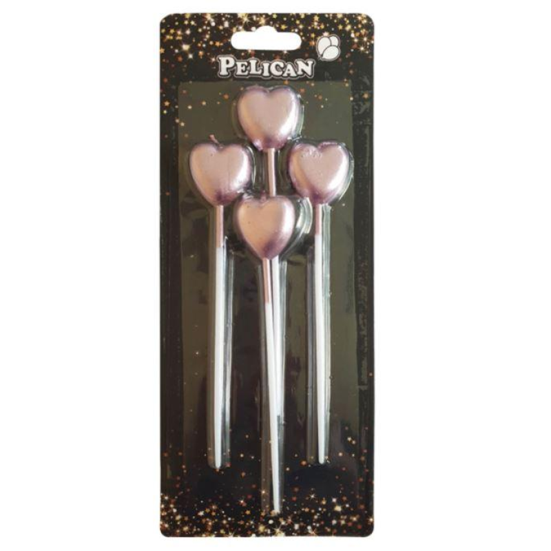 Набір свічок “Серце на паличці“, рожеве золото 4шт / уп 868603 KNZ