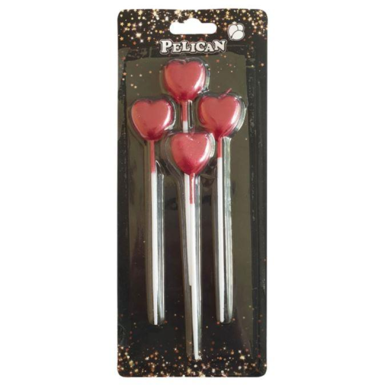 Набір свічок “СЕРДЬКО на паличці“, рожевий 4шт / уп 868604 KNZ