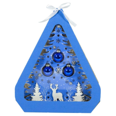 Новорічна декорація “Ялинка“ синя з оленями 32,5см KNZ