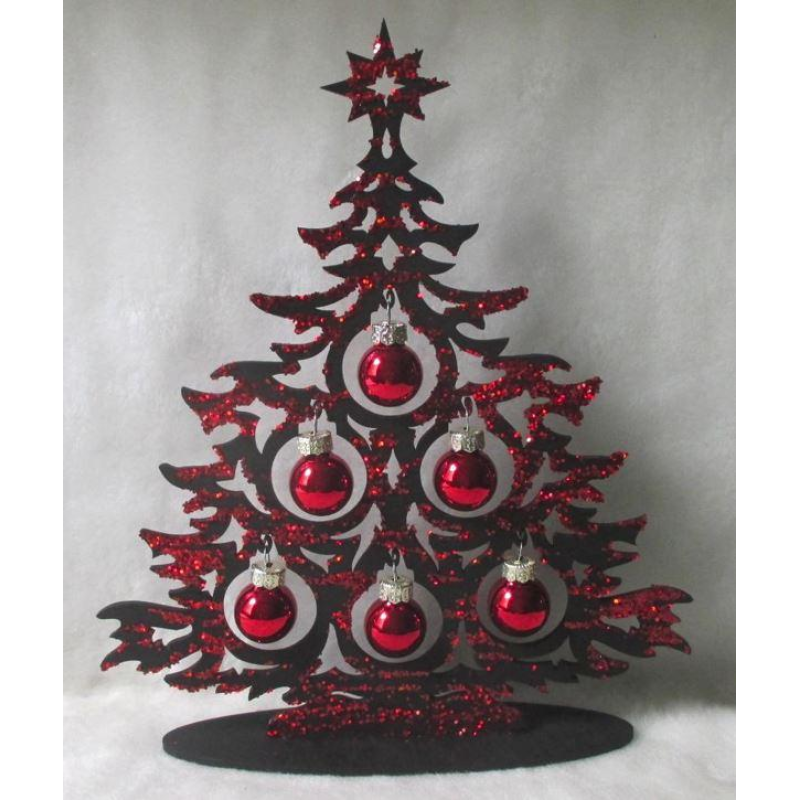Новорічна декорація “Ялинка“ чорна з червоним 23см KNZ