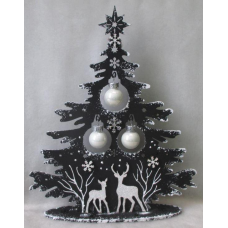 Новорічна декорація “Ялинка“ чорна з оленями 23см KNZ