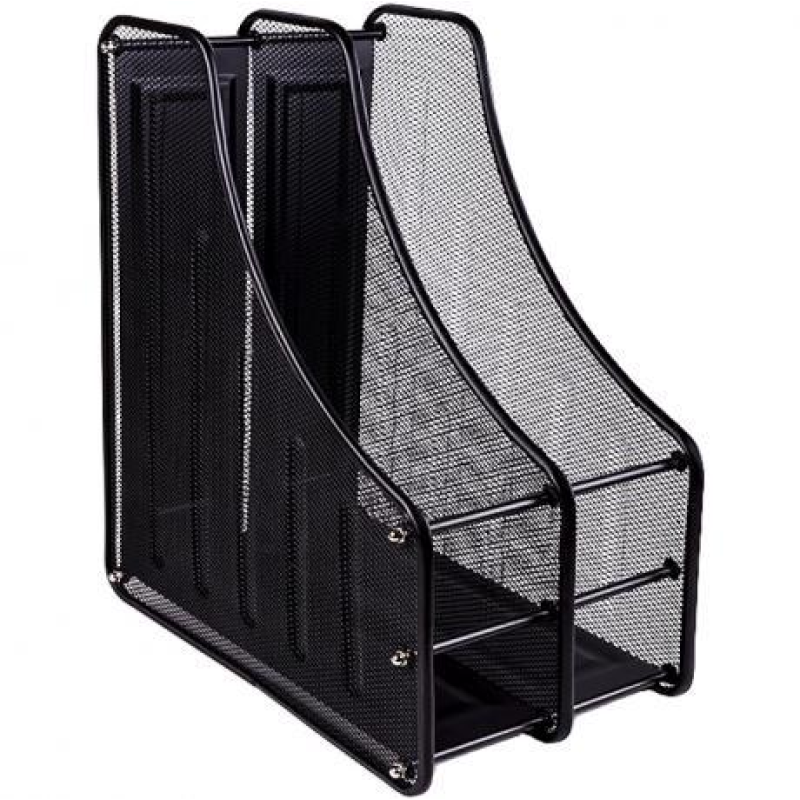 Лоток для паперу вертикальний 2 секції, металевий сітка, чорний 307-B/3003-2 KNZ