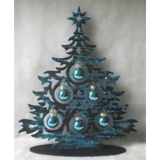 Новорічна декорація “Ялинка“ чорна з синім 23см KNZ