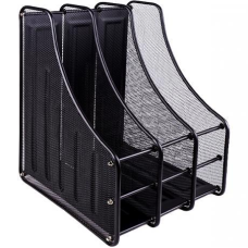 Лоток для паперу вертикальний на 3 секції металевий сітка канцелярський настільний чорний 307-C KNZ