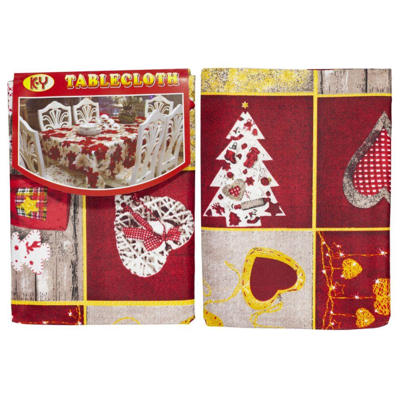 Скатертина новорічна “Серце“ 150х240см KNZ Скатертина новорічна “Серце“ 150х240см KNZ
