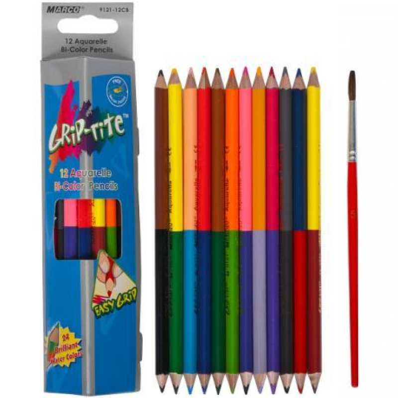 Олівці кольорові двосторонні акварельні 12 шт/24 кольори “MARCO“ Grip-Rite 9121-12CB KNZ