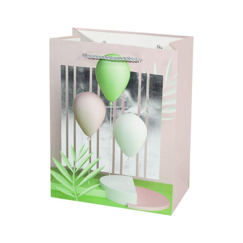 Пакет паперовий з фольгою 18*23*10см, 210гр, Повітряні кулі, Q-254S KNZ