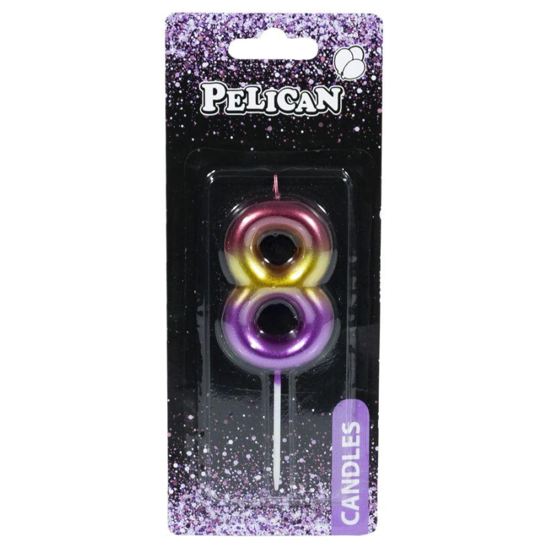 Свічка для торта Pelican “8“ РАДУЖНА 6 см 866068 KNZ