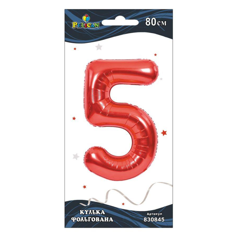 Цифра фольгована Pelican, “5“ ЧЕРВОНА 80см 830845 KNZ