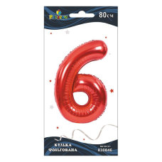 Цифра фольгована Pelican, “6“ ЧЕРВОНА 80см 830846 KNZ
