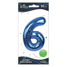 Цифра фольгована Pelican, “6“ Синя 80см 830856 KNZ