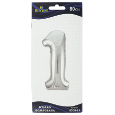 Цифра фольгована Pelican, “1“ срібло 80см 830821 KNZ