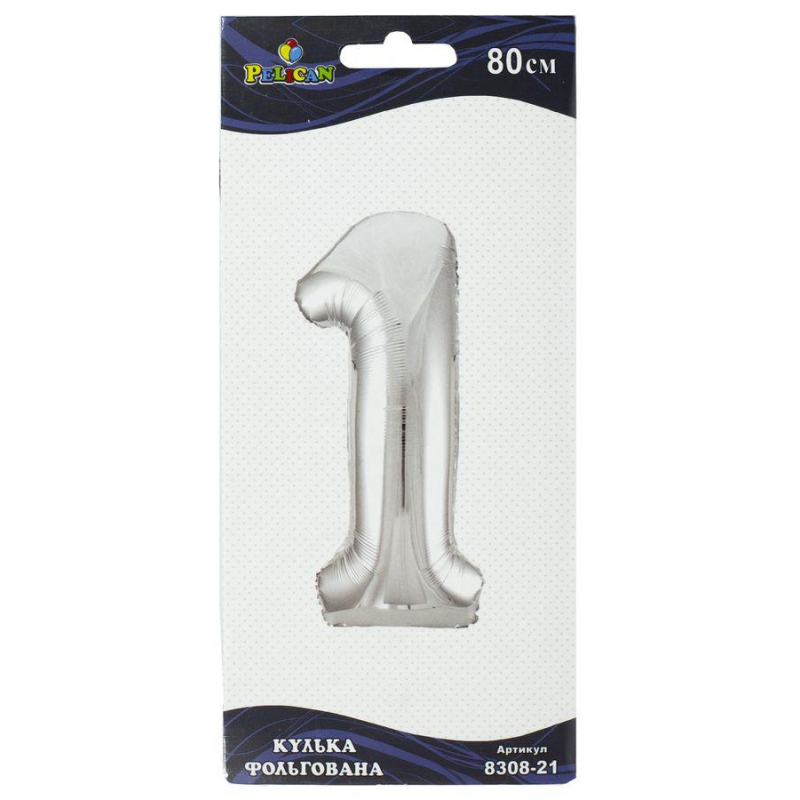 Цифра фольгована Pelican, “1“ срібло 80см 830821 KNZ