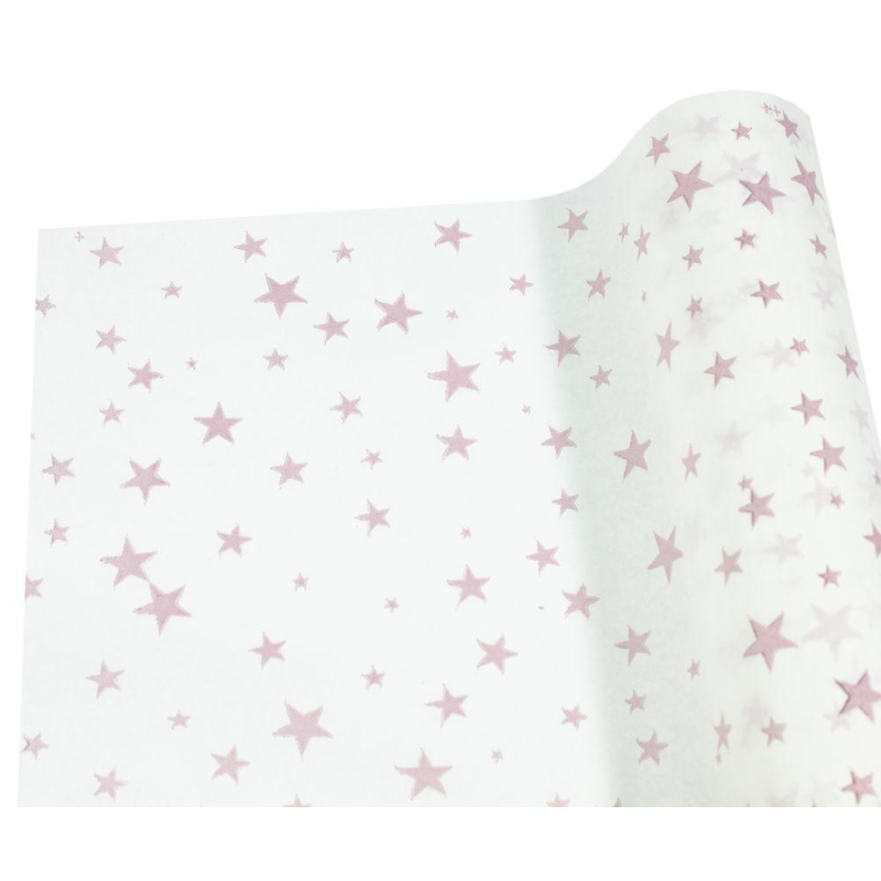 Папір тишею 30г, 50см х 14м білий з рожевими зірками, Unison, PQD5014-21 KNZ Папір тишею 30г, 50см х 14м білий з рожевими зірками, Unison, PQD5014-21 KNZ