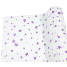 Папір тишею 30г, 50см х 14м білий з бузковими зірками, Unison, PQD5014-22 KNZ