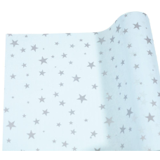 Папір тишею 30г, 50см х 14м блакитний зі срібними зірками, Unison, PQD5014-27 KNZ