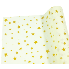 Папір тишею 30г, 50см х 14м жовтий із золотими зірками, Unison,PQD5014-25 KNZ