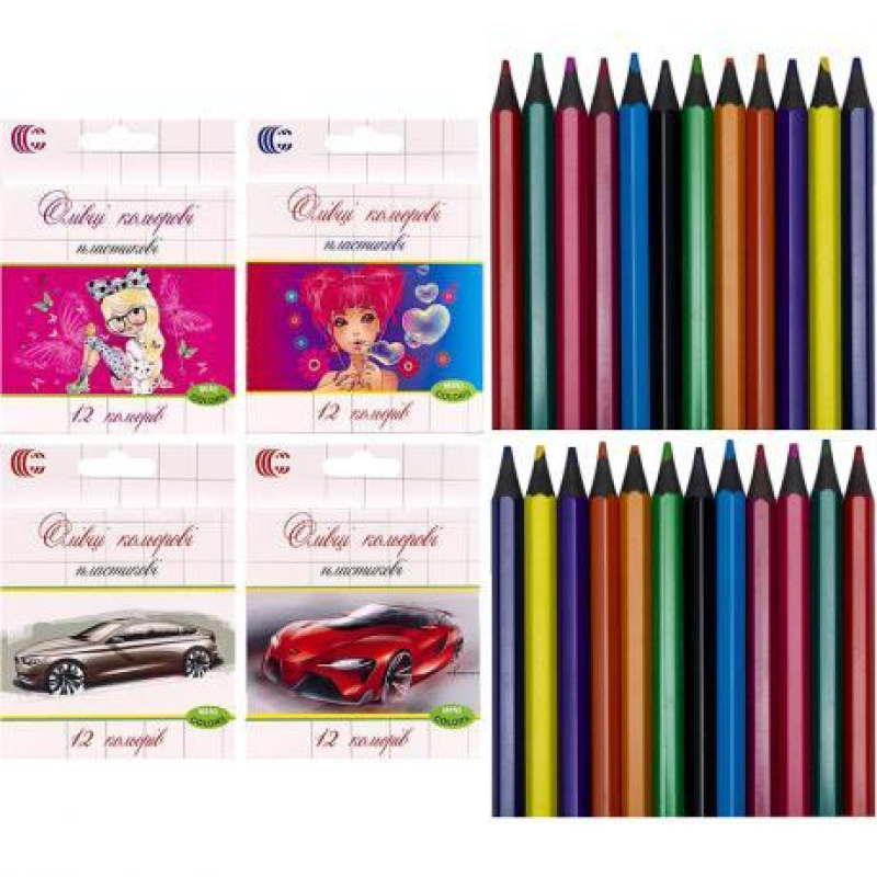 Олівці кольорові 12 кольорів міні White Night “С“ CR555-12M KNZ