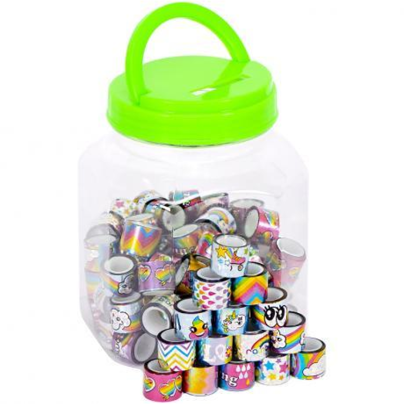 Скотч декоративний у банці 1,2см*2м 90шт “Голограма з малюнком“ №62 KNZ