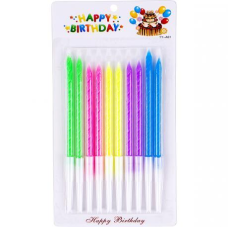 Набiр звiчок для торта “Неонові“ 10 штук довгі мікс 10-93 KNZ