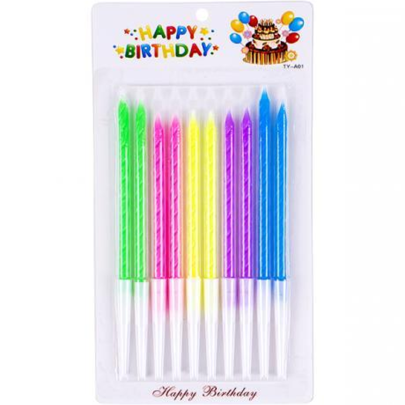 Набiр звiчок для торта “Неонові“ 10 штук довгі мікс 10-93 KNZ