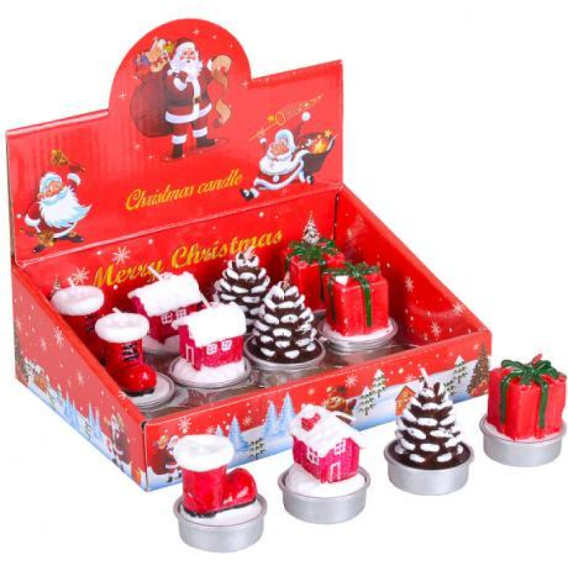 Свічка новорічна 5 см “Подарунок, Шишка“ KNZ