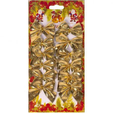 Набір новорічних прикрас “Бантики“ 12шт золотих KNZ