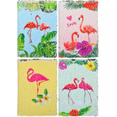 Блокнот з паєтками 21 * 14,5 см “Фламінго“ тверда обкладинка, клітинка A-2 KNZ