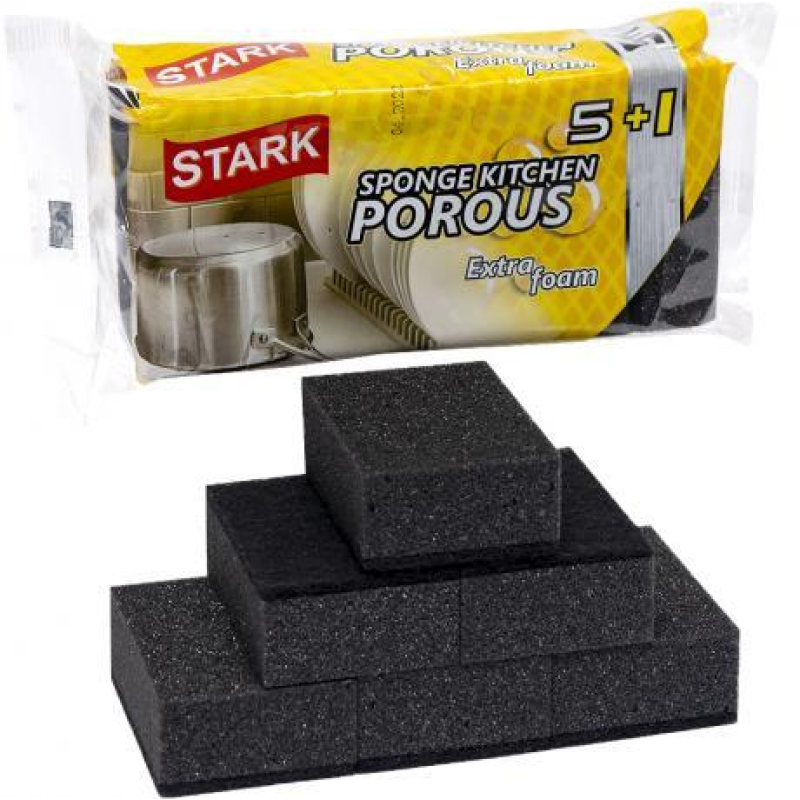 Губка для для миття посуду крупнопориста “STARK“ 5 + 1шт, 9,5 * 6,5 * 3,5 см KNZ