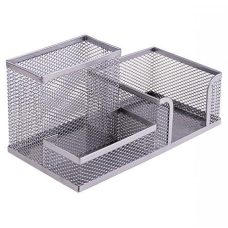 Органайзер настільний металевий “Сітка“ 3689-S срібло 3 відділення 20х10х10см KNZ