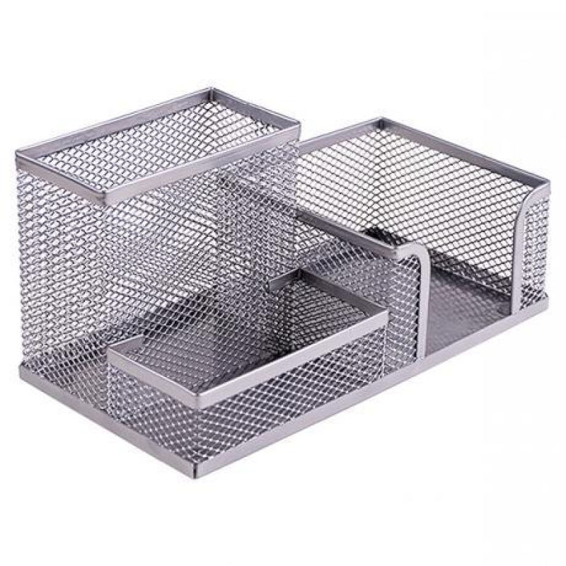Органайзер настільний металевий “Сітка“ 3689-S срібло 3 відділення 20х10х10см KNZ Органайзер настільний металевий “Сітка“ 3689-S срібло 3 відділення 20х10х10см KNZ