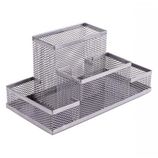 Органайзер настільний металевий “Сітка“ 3683-S срібло 4 відділення 20х10х10см KNZ