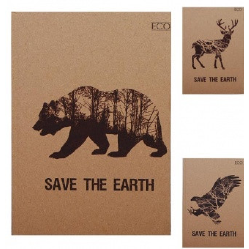 Блокнот для нотаток Save the Earth, А5, 96 аркушів, Еко папір, клітинка, тверда обкладинка KNZ Блокнот для нотаток Save the Earth, А5, 96 аркушів, Еко папір, клітинка, тверда обкладинка KNZ