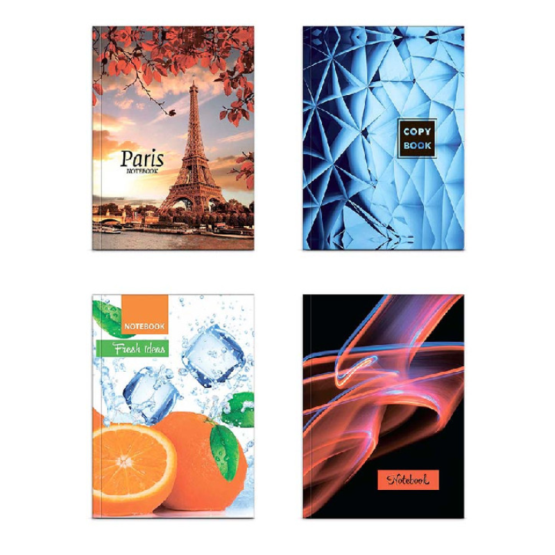 Зошит для нотаток «Асорті», А4, 96 аркушів, Офсет, клітинка, тверда обкладинка KNZ