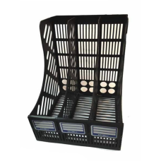 Лоток для паперу потрійний вертикальний збірний пластиковий 618 Чорний KNZ