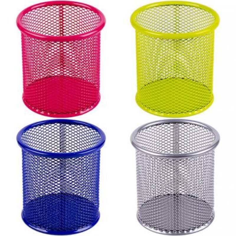 Стакан для ручок метал “Сітка“ 802-З, кольоровий 9,5х8,5 см KNZ