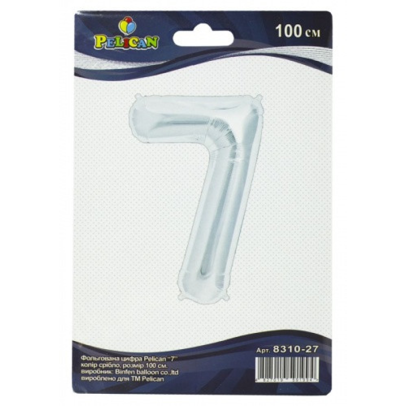 Цифра фольгована Pelican, “7“ сріб 100см 831027 KNZ Цифра фольгована Pelican, “7“ сріб 100см 831027 KNZ