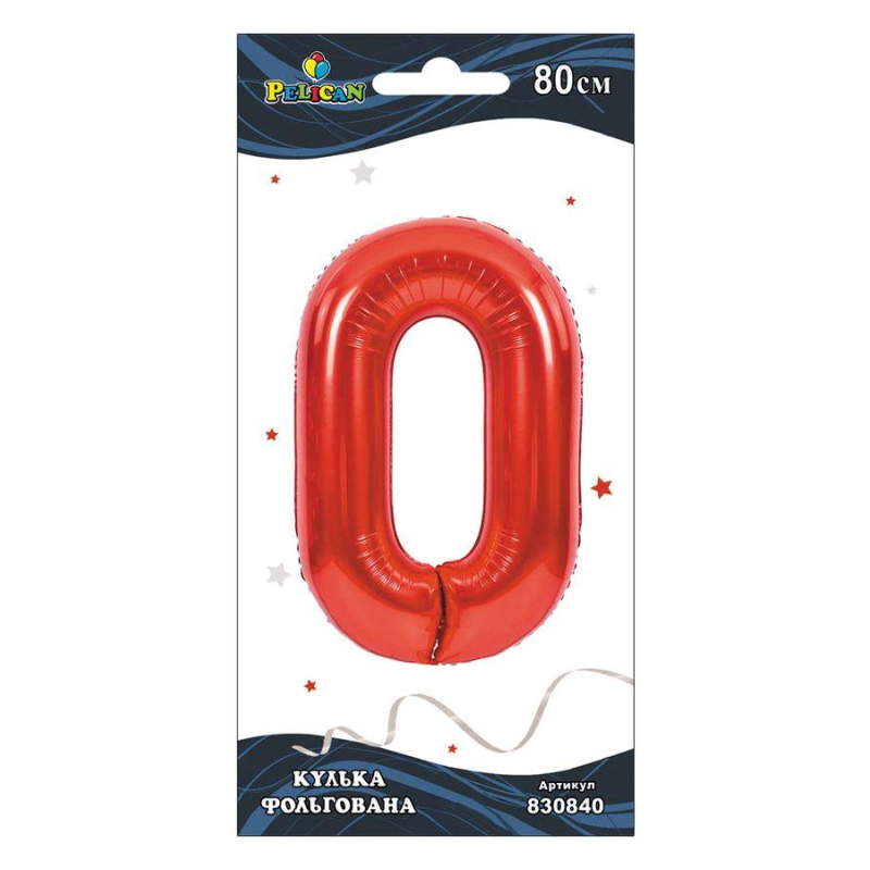 Цифра фольгована Pelican, “0“ ЧЕРВОНА 80см 830840 KNZ