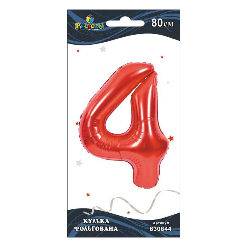 Цифра фольгована Pelican, “4“ ЧЕРВОНА 80см 830844 KNZ Цифра фольгована Pelican, “4“ ЧЕРВОНА 80см 830844 KNZ