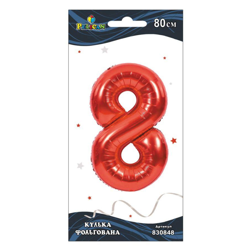 Цифра фольгована Pelican, “8“ ЧЕРВОНА 80см 830848 KNZ