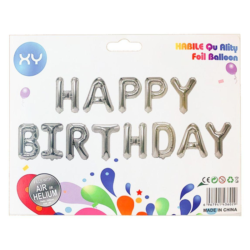 Набір з 13 кульок, HAPPY BIRTHDAY 40см, срібло, 837102 KNZ Набір з 13 кульок, HAPPY BIRTHDAY 40см, срібло, 837102 KNZ