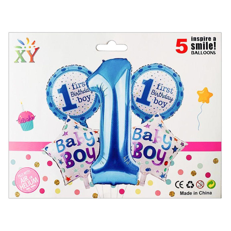 Набір з 5 кульок, 1 РІК для хлопчика 836937 KNZ Набір з 5 кульок, 1 РІК для хлопчика 836937 KNZ