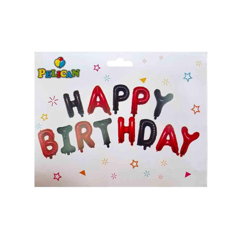 Набір з 13 куль-літер, HAPPY BIRTHDAY 40см, червоно-чорний 837107 KNZ Набір з 13 куль-літер, HAPPY BIRTHDAY 40см, червоно-чорний 837107 KNZ