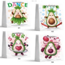 Пакет подарунковий, “Веселий авокадо“, 4 дизайни, 210 г, 18x24x8,5см, DV-2110 S KNZ