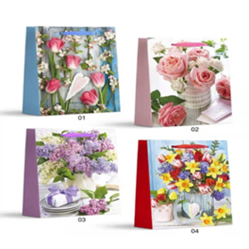 Пакет подарунковий, “Квіткова композиція“, 4 дизайни, 210 г, 26x32x10см, DV-2113 М KNZ