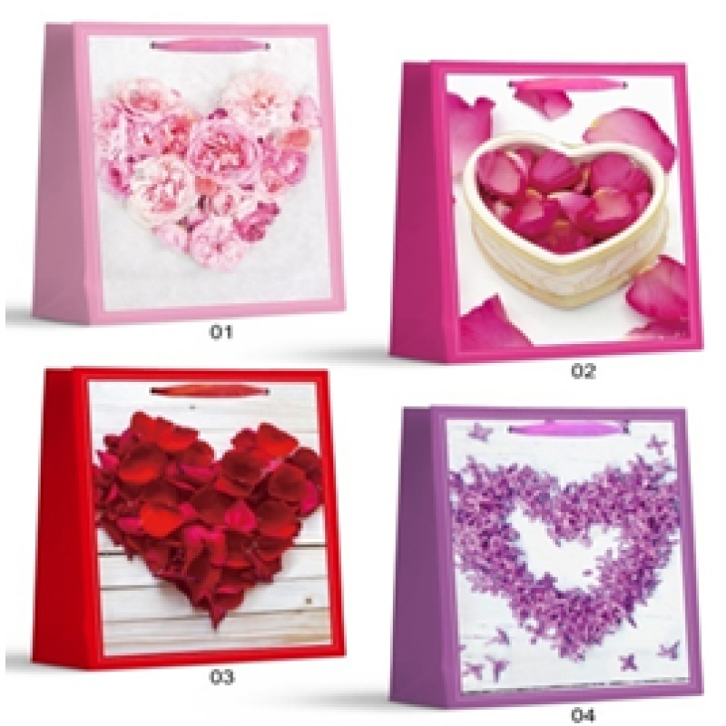 Пакет подарунковий, “Квіткове серце“, 4 дизайни, 210 г, 31x40x12см, DV-2122 L KNZ